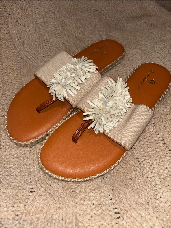 Tommy Bahama Shoes - Tommy Bahama Beige Fringe Thong Espadrille Sandals Size 10